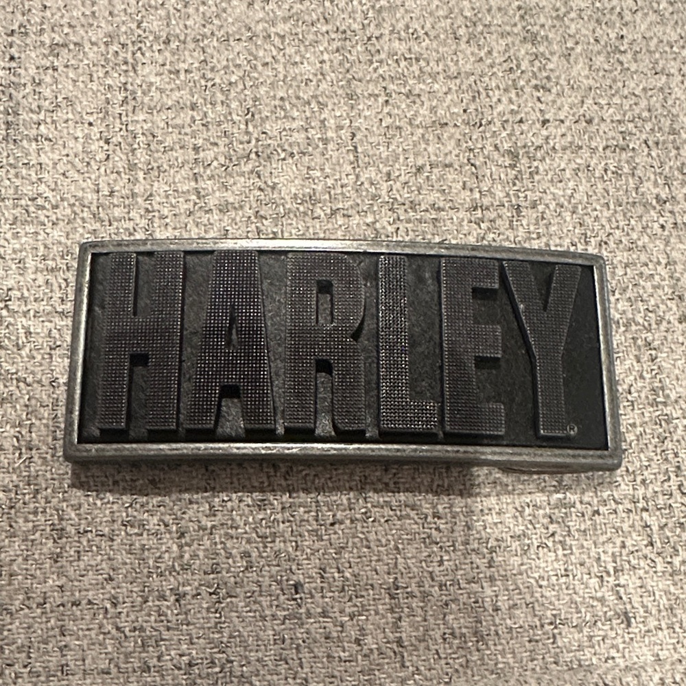 Harley Davidson Black and Silver Belt Buckle
